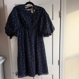 Vero Moda Navy Mini Dress with Purple Polka Dots